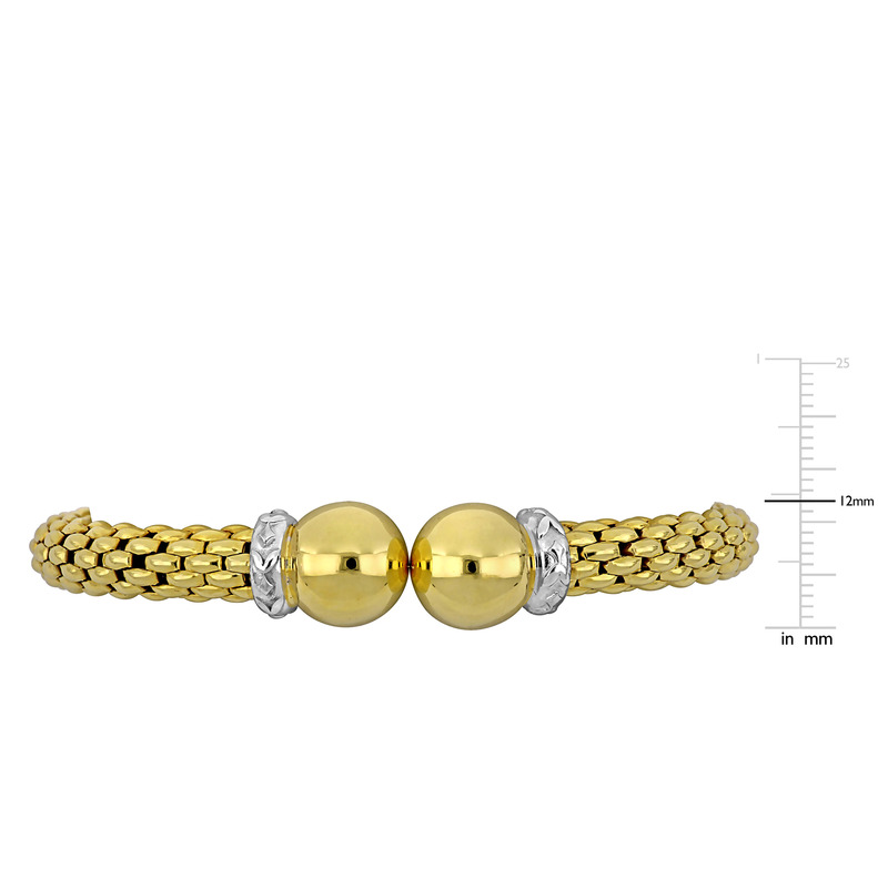 4/5ct TGW Red and White Cubic Zirconia Popcorn Open Stretch Bangle in Two-Tone Sterling Silver