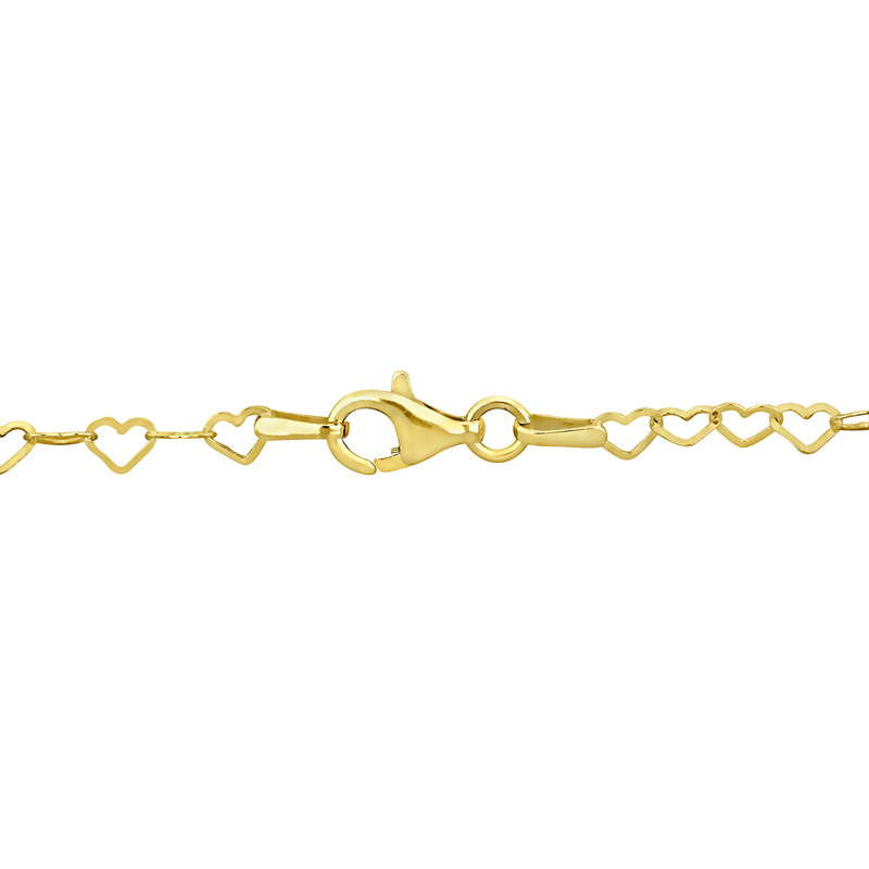 3mm Heart Link Bracelet with Lobster Clasp in Yellow Plated Sterling Silver - 7.5 in.