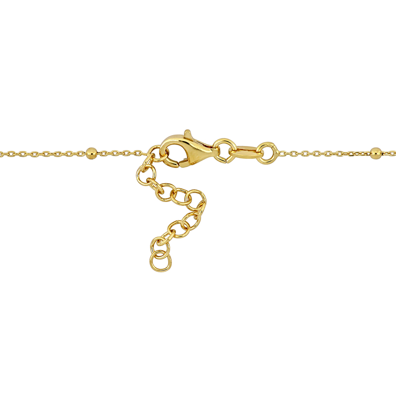 Pink Enamel Lock and Heart Charm Bracelet in Yellow Plated Sterling Silver- 7+1 in.
