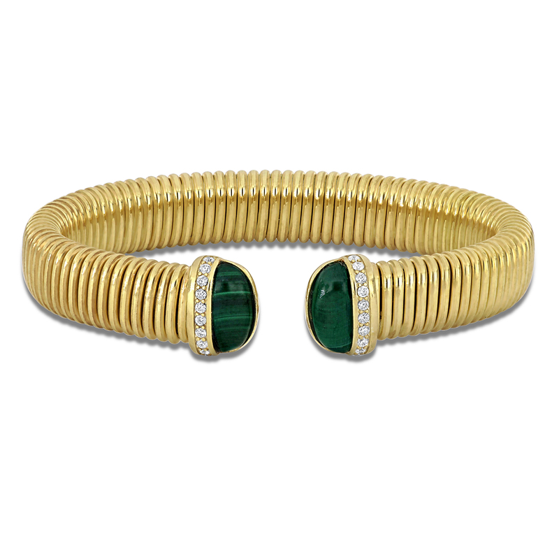 5/8ct TGW Cubic Zirconia Double Row Woven Stretch Bangle in Two-Tone Sterling Silver with Black Rhodium Plating