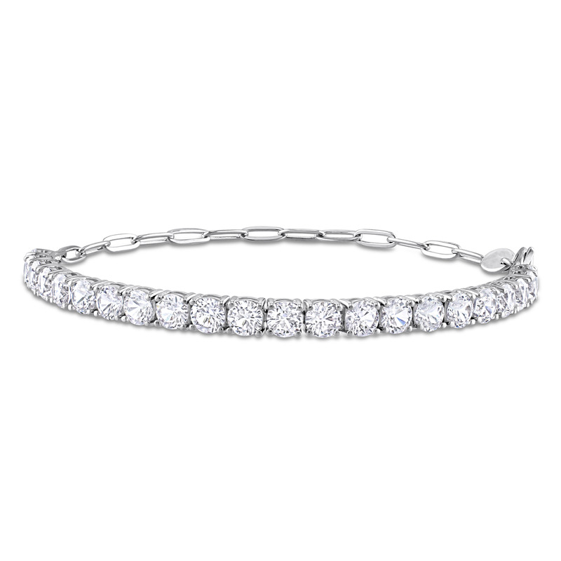 6 CT TGW Created White Sapphire Semi Tennis Link Chain Bracelet in Sterling Silver