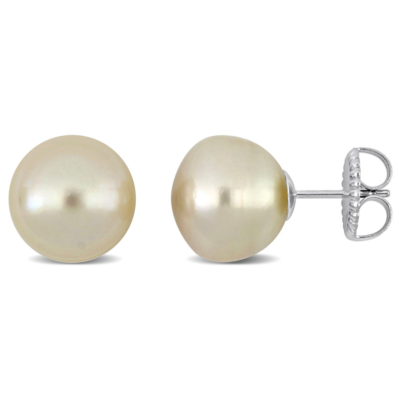 12 - 13 MM South Sea Cultured Pearl Stud Earrings in 14k White Gold