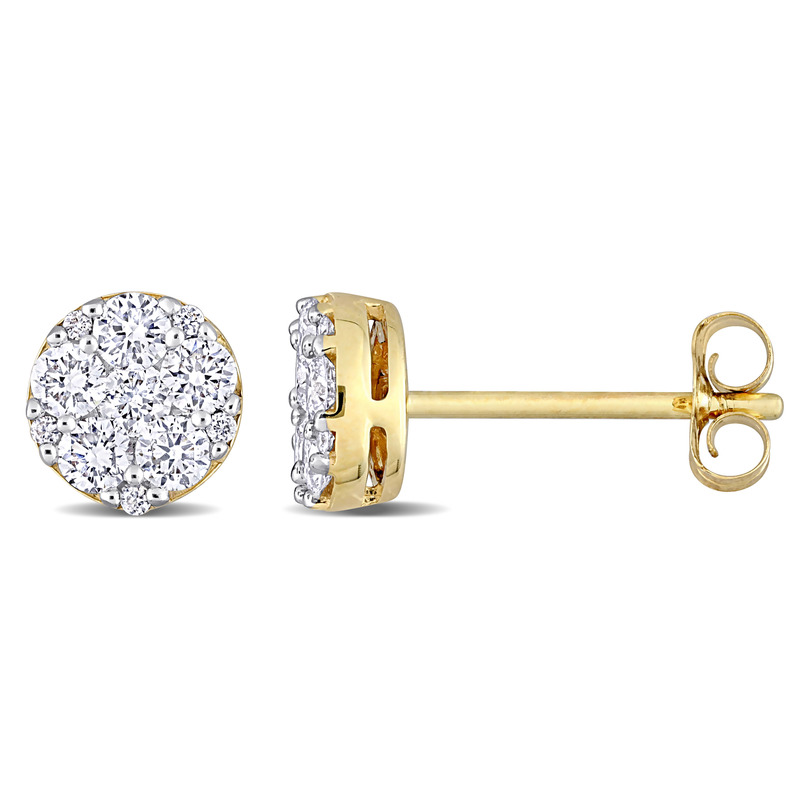 1/2 CT TW Diamond Stud Composite Earring in 14k Yellow Gold