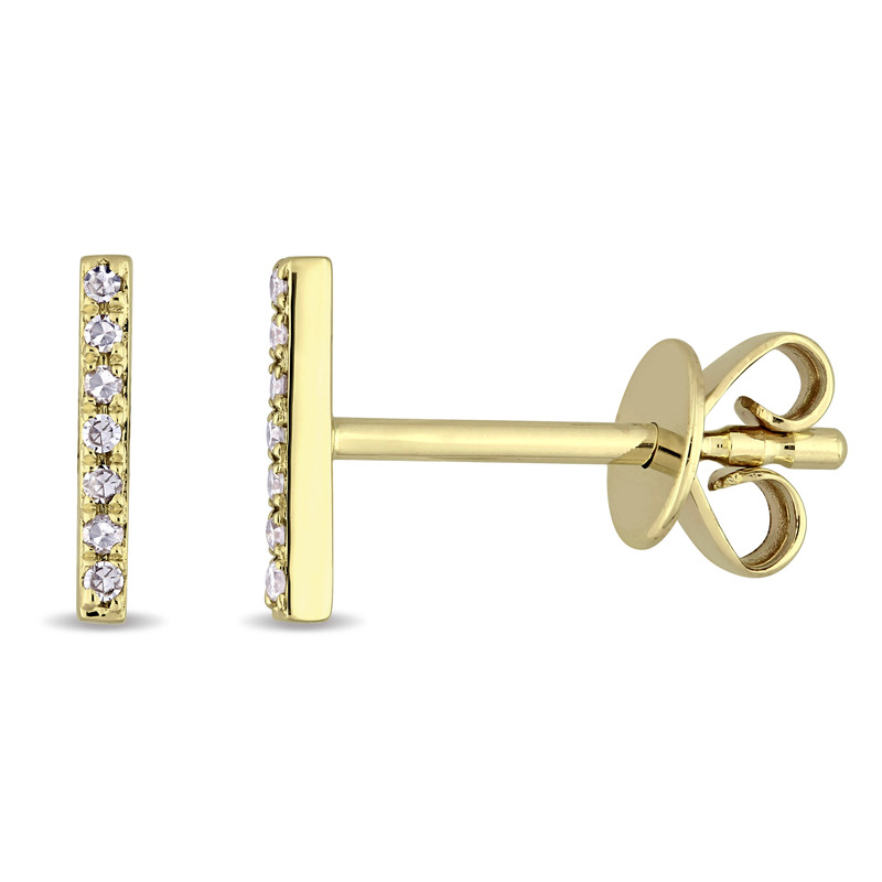Diamond Bar Earrings in 14k Yellow Gold