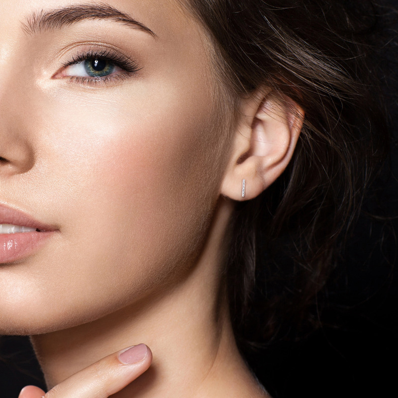 Diamond Bar Earrings in 14k White Gold