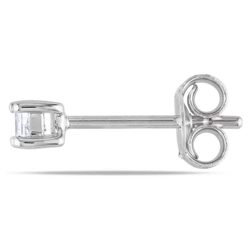 1/6 CT TW Princess Cut Diamond Stud Earrings in Sterling Silver