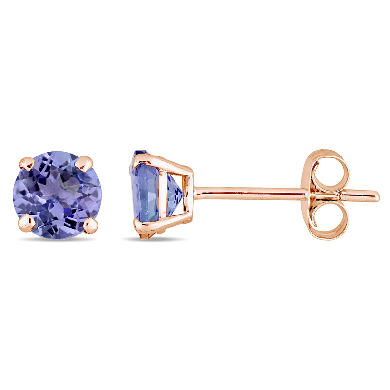 1 1/10 CT TGW Tanzanite Stud Earrings in 14k Rose Gold