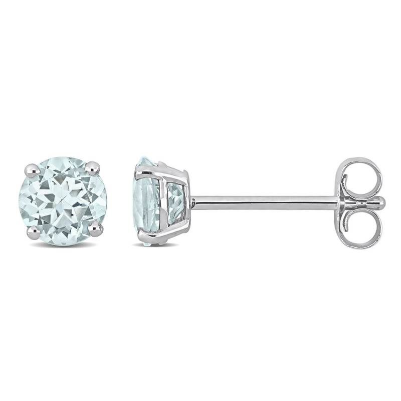 Aquamarine Stud Earrings in 14k White Gold