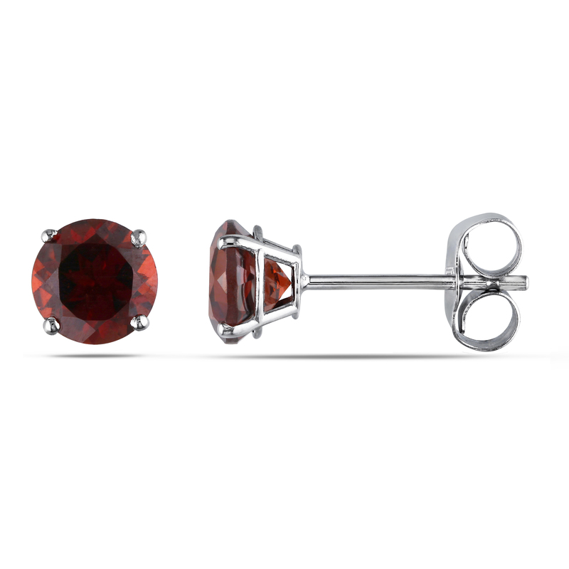 1 1/3 CT TGW Garnet Stud Earrings in 14k White Gold