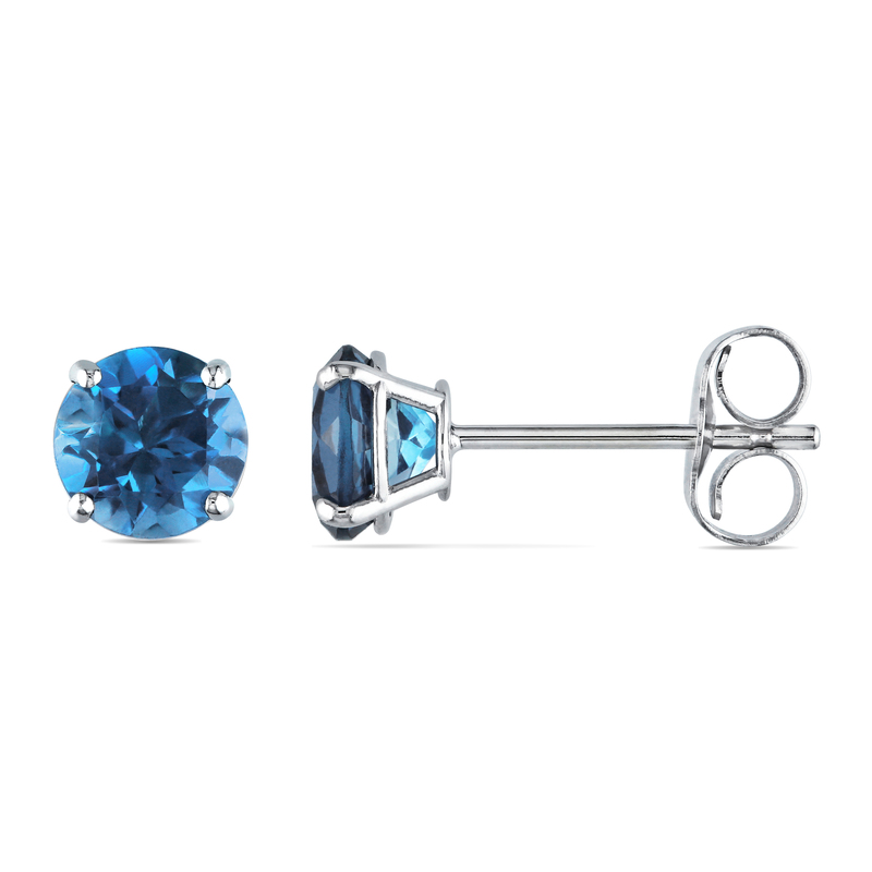 1 1/5 CT TGW London-Blue Topaz Stud Earrings in 14k White Gold