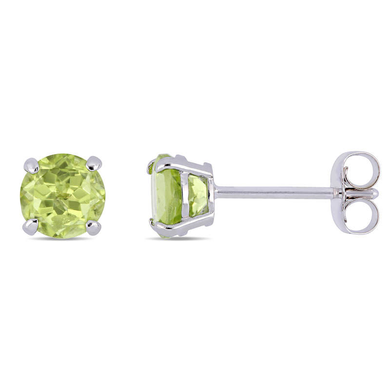 1 1/8 CT TGW Peridot Stud Earrings in 14k White Gold