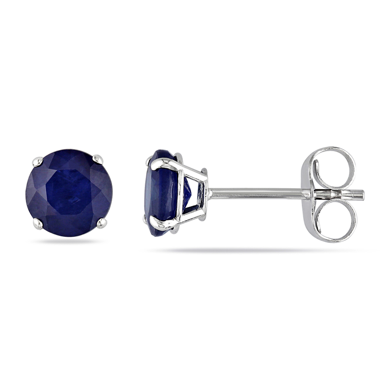 1 1/5 CT TGW Sapphire Stud Earrings in 14k White Gold