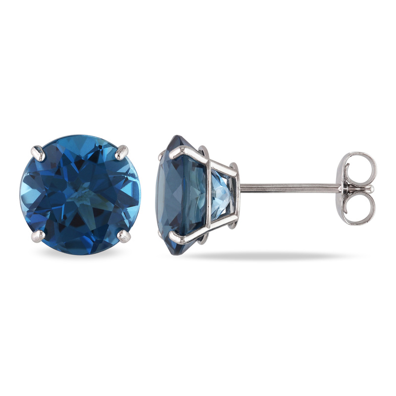 4 3/5 CT TGW London Blue Topaz Stud Earrings in 14k White Gold