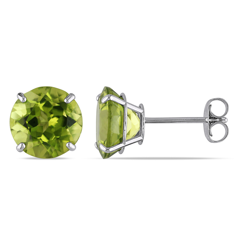 4 CT TGW Peridot Stud Earrings in 14k White Gold