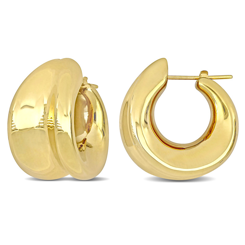 29 MM Wide Huggie Earrings in 14k Yellow Gold