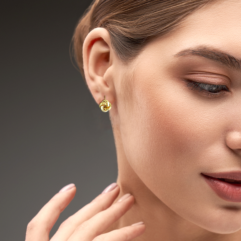 Love Knot Leverback Earrings in 10k Yellow Gold