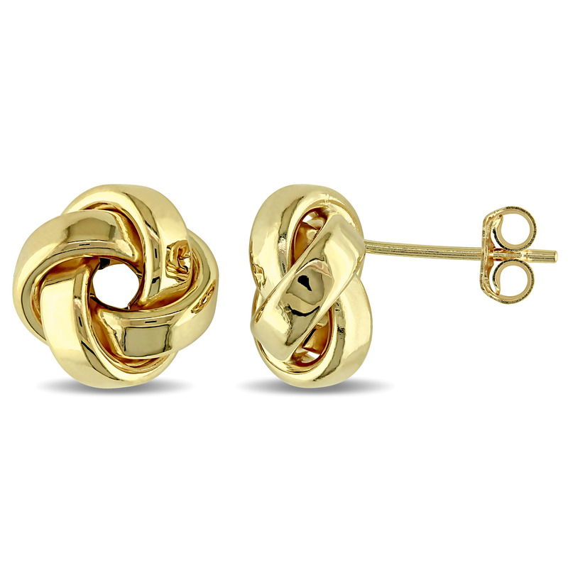 Love Knot Stud Earrings in 10k Yellow Gold
