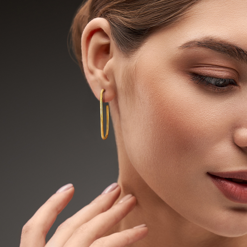 Open Rectangular Earrings in 10k Yellow Gold