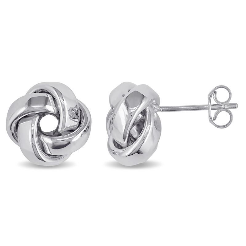 Love Knot Stud Earrings in 10k White Gold