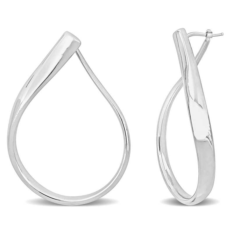 30 MM Twisted Hoop Earrings in 14k White Gold