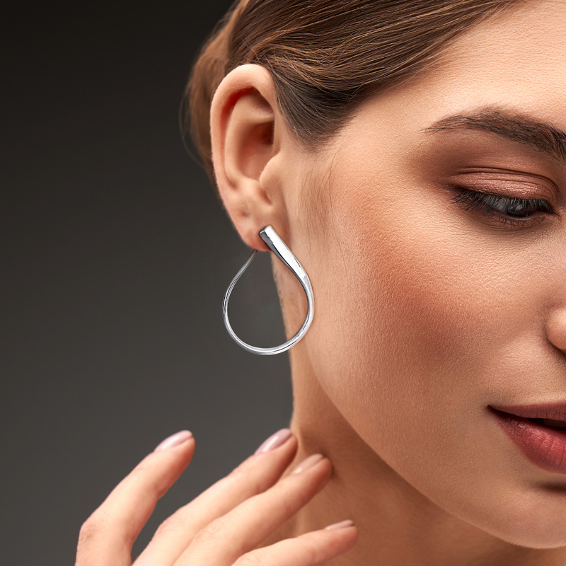 30 MM Twisted Hoop Earrings in 14k White Gold