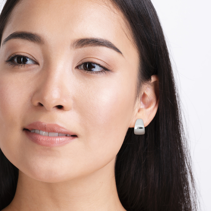 21 MM Semi-Hoop Earrings in Sterling Silver