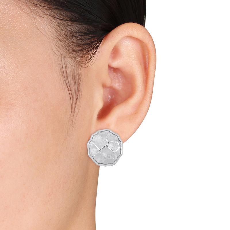 21 MM Ha MMered Disc Earrings in Sterling Silver