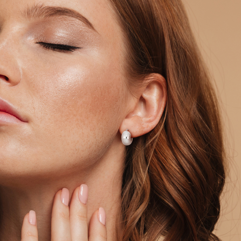 18 MM Wide Huggie Polished Earrings in Sterling Silver