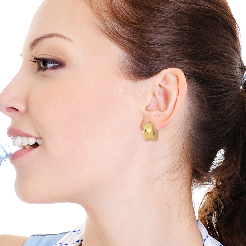 20 MM Polished Huggie Earrings in Yellow Plated Sterling Silver