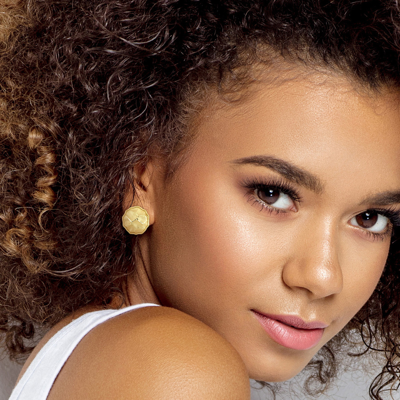 21 MM Ha MMered Disc Earrings in Yellow Plated Sterling Silver