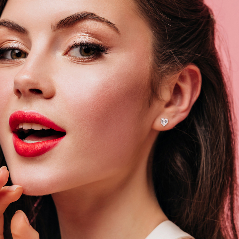 4 CT TGW Heart Shape Created Moissanite Stud Earrings in Sterling Silver