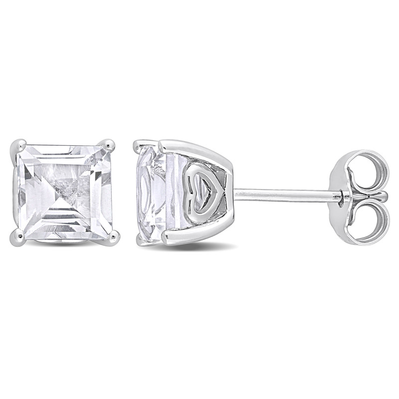 2 5/8 CT TGW Princess Cut White Topaz Stud Earrings in Sterling Silver
