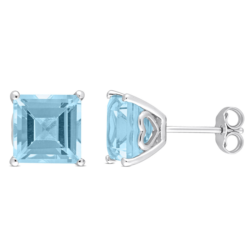 6 CT TGW Square Sky Blue Topaz Fashion Stud Earrings in Sterling Silver