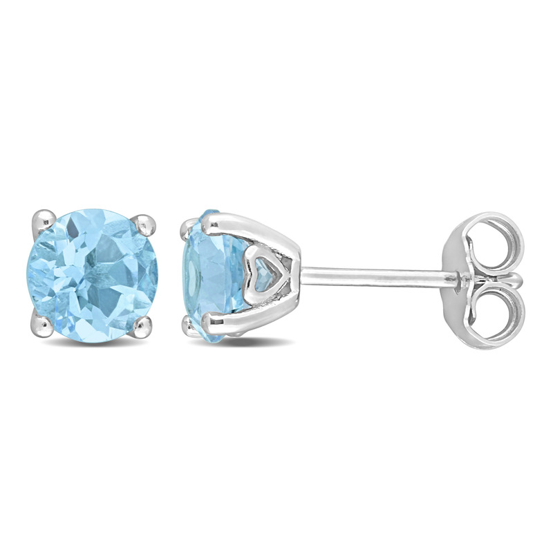 2 CT TGW Sky Blue Topaz Stud Earrings in Sterling Silver