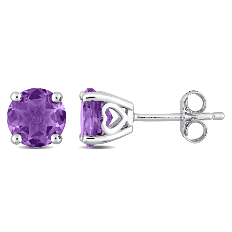 2 5/8 CT TGW Amethyst Solitaire Stud Earrings in Sterling Silver