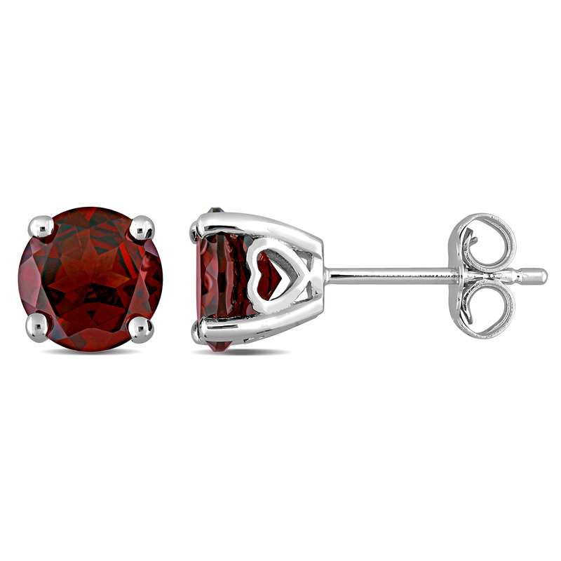 3 1/5 CT TGW Garnet Solitaire Stud Earrings in Sterling Silver