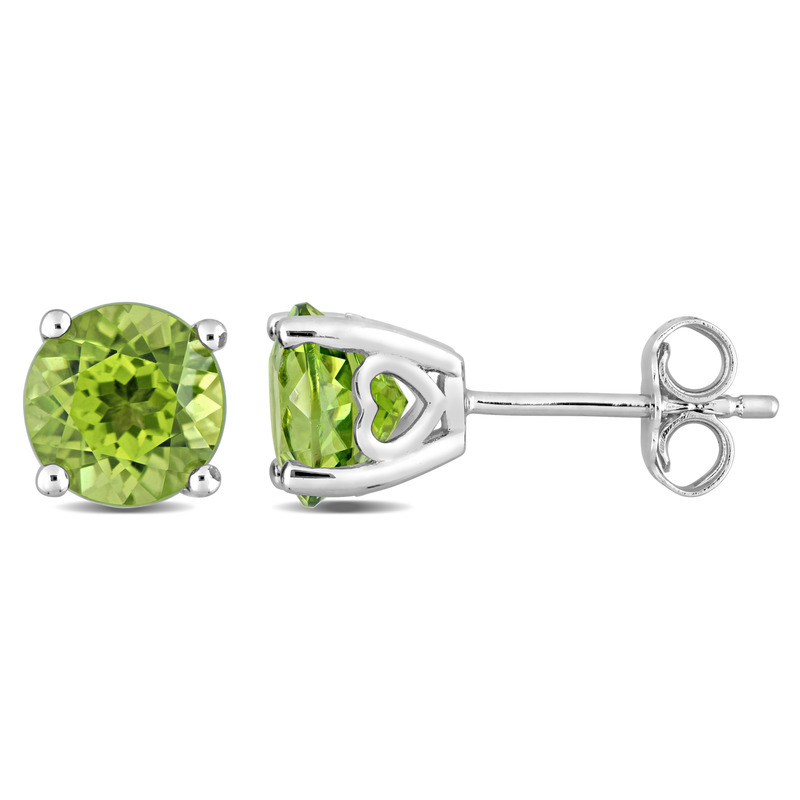 3 CT TGW Peridot Solitaire Stud Earrings in Sterling Silver