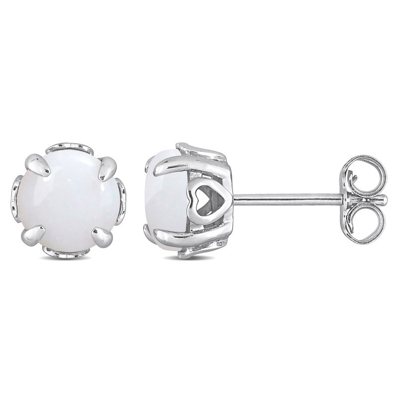 1 5/8 CT TGW Opal Solitaire Stud Earrings in Sterling Silver