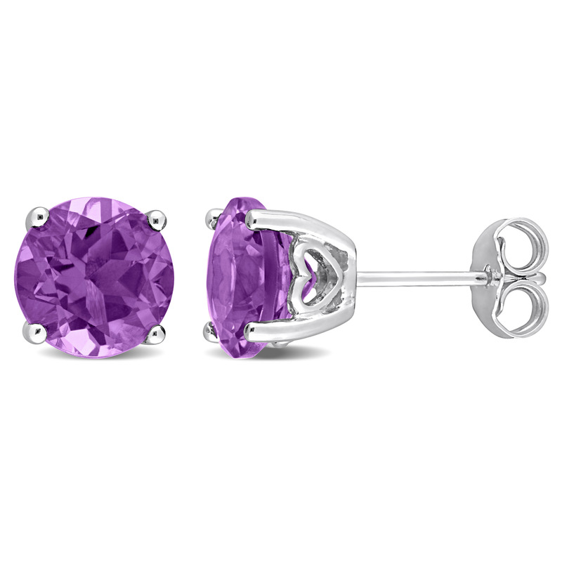3 CT TGW Amethyst Stud Earrings in Sterling Silver