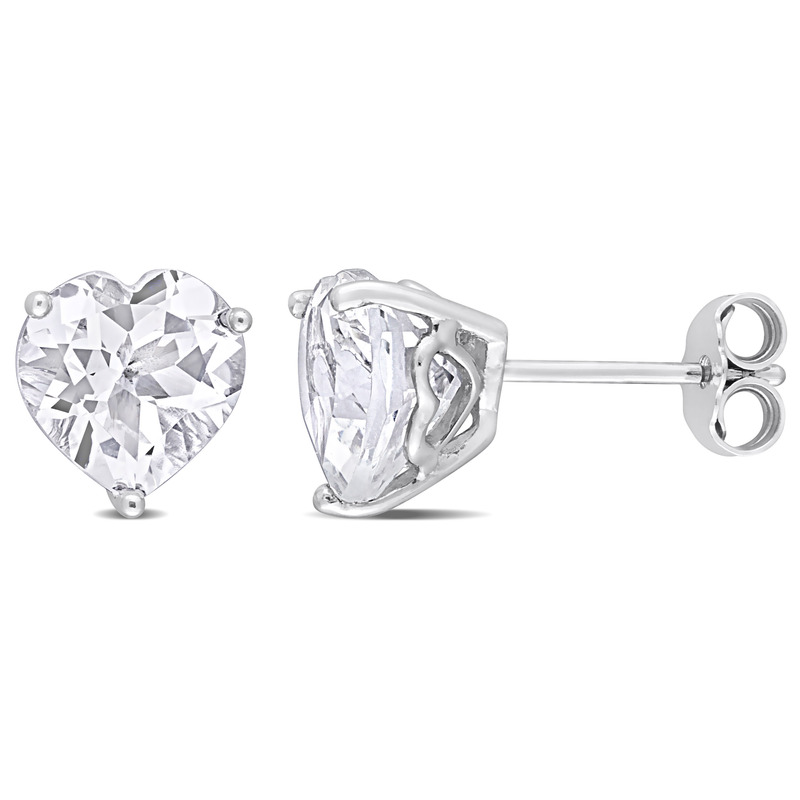 4 3/8 CT TGW Heart Shape White Topaz Stud Earrings in Sterling Silver