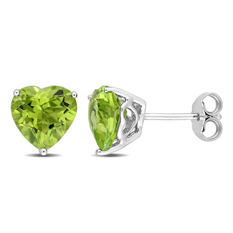 3 1/3 CT TGW Heart Shape Peridot Stud Earrings in Sterling Silver 3 1/3 CT TGW Heart Shape Peridot Stud Earrings in Sterling Silver