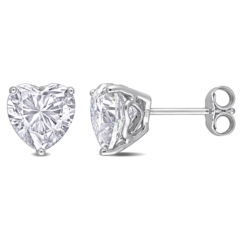4 CT TGW Heart Shape Created Moissanite Stud Earrings in Sterling Silver