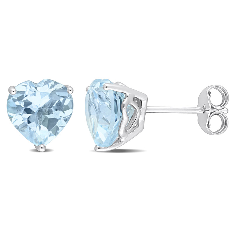 4 CT TGW Heart Shape Sky Blue Topaz Stud Earrings in Sterling Silver