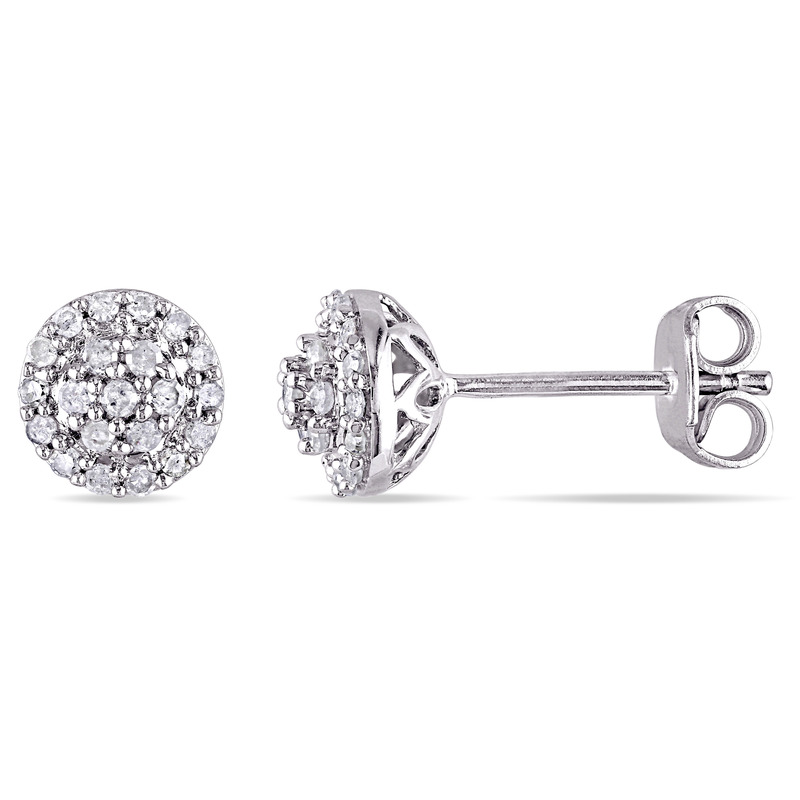 1/4 CT TW Diamond Cluster Halo Stud Earrings in Sterling Silver