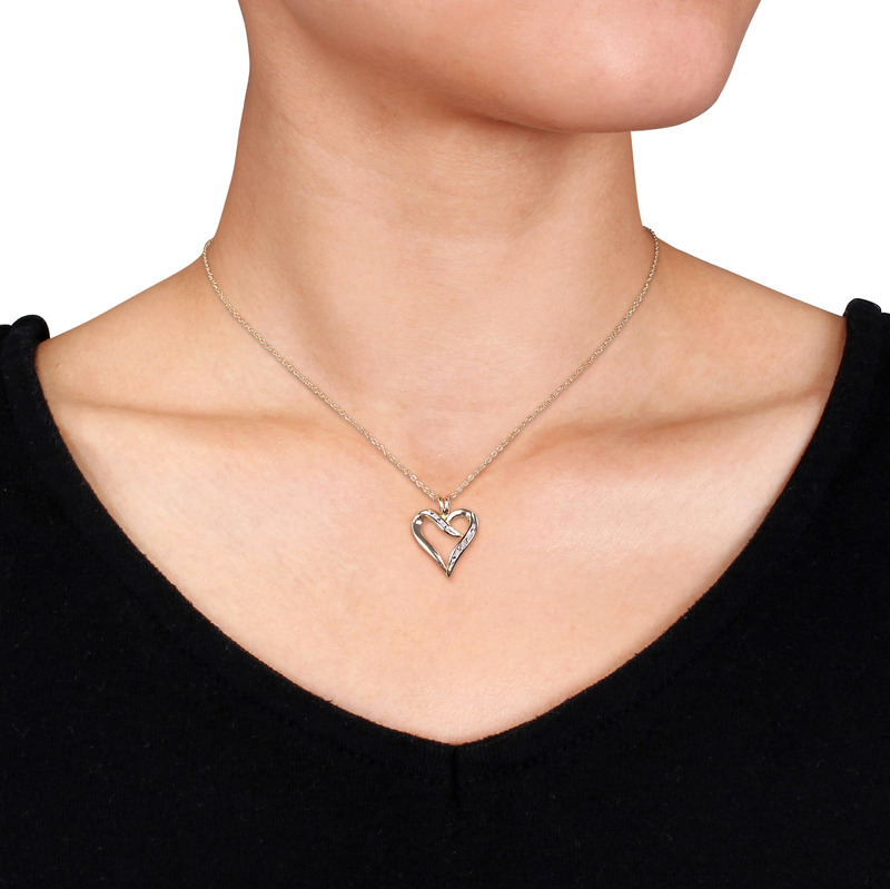 Diamond Heart Pendant with Chain in Yellow Plated Sterling Silver