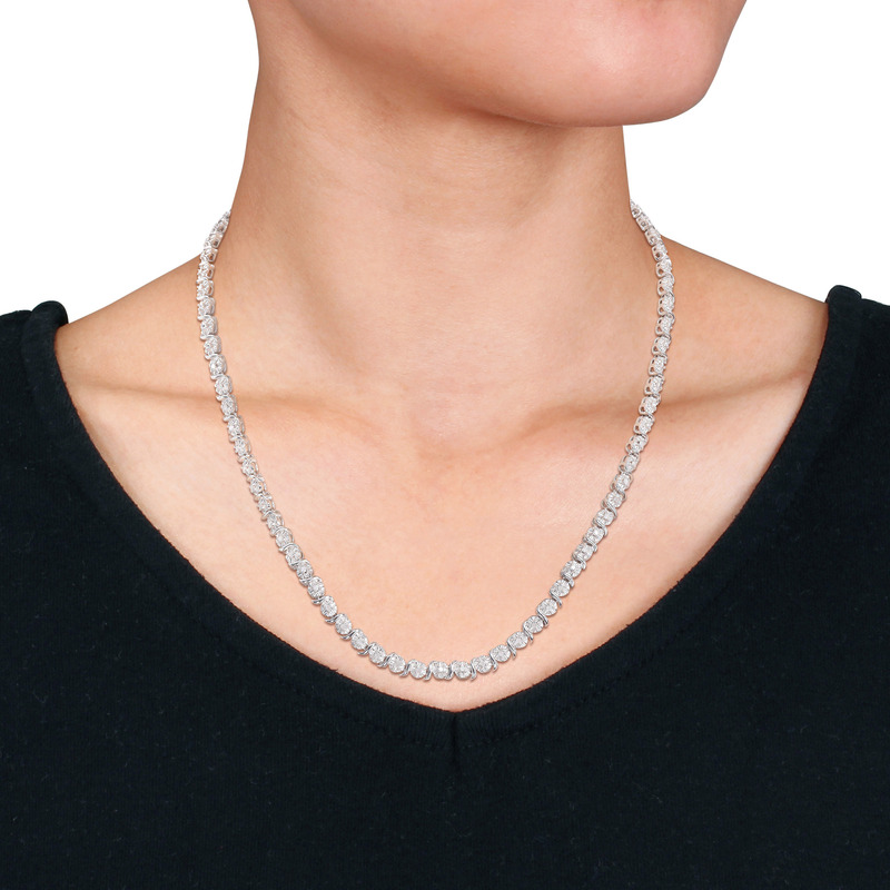 1/2 CT TW Diamond Necklace in Sterling Silver - 17 in.