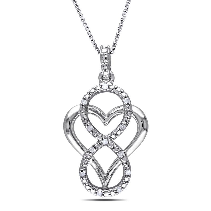 Diamond Accent Infinity Heart Pendant with Chain in Sterling Silver - 18 in