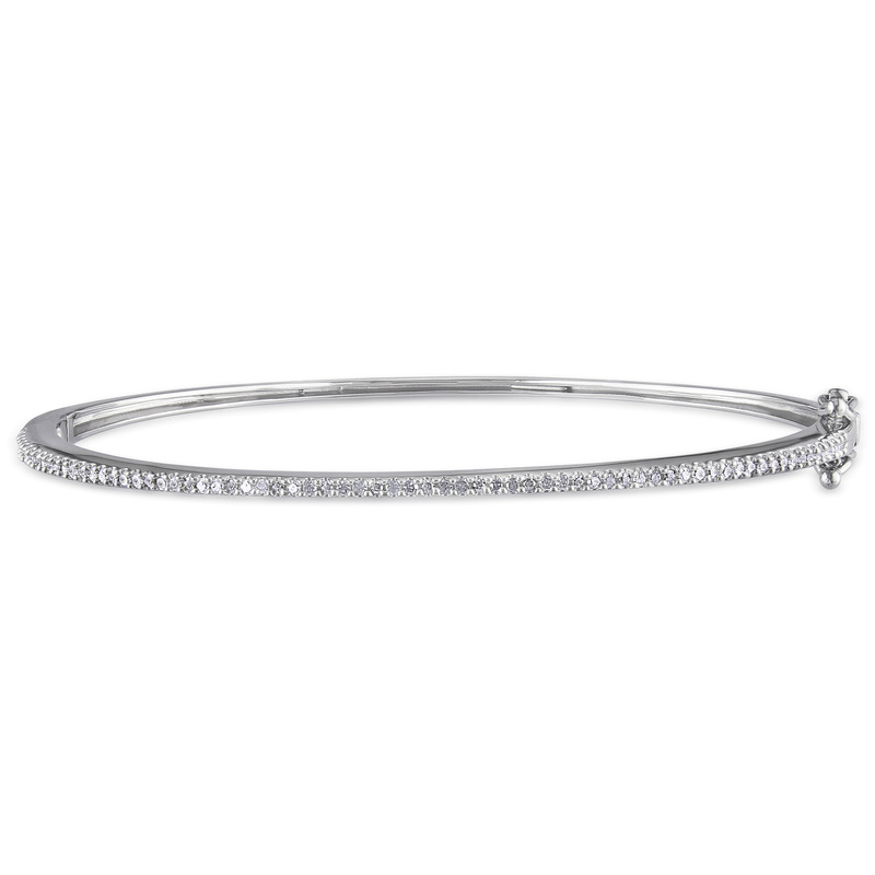 1/4 CT TW Diamond Bangle in Sterling Silver - 7 in