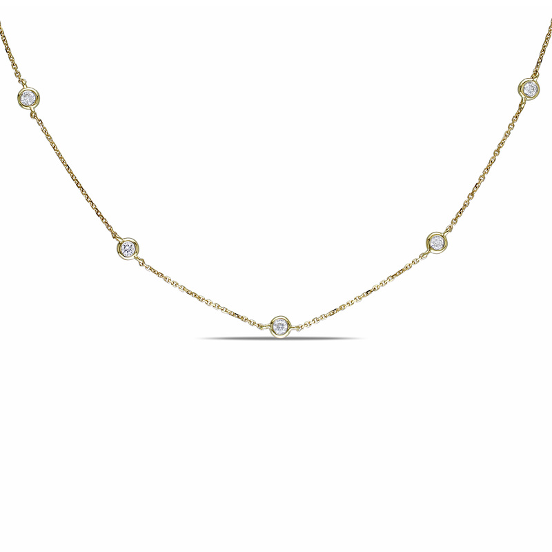 3/4 CT TW Diamond Bezel-set Station Necklace in 14k Yellow Gold - 18 in