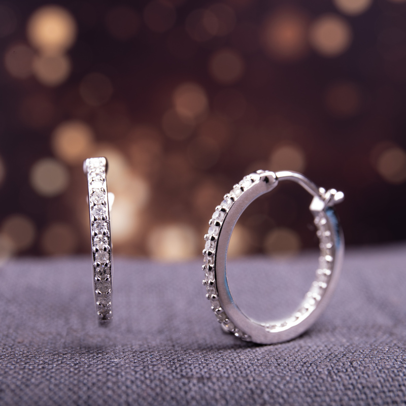 1/2 CT TW Diamond Inside Outside Hoop Earrings in Sterling Silver